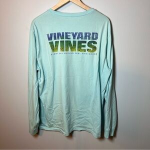 Vineyard Vines Long Sleeve T-Shirt Men’s XL Aqua Blue Mint Crewneck Pocket Tee